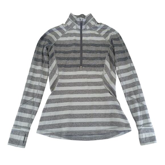 Lululemon Run Your Pace 1/2 Zip Long Sleeve Pullover Top Womens 8 Stripe Running - Picture 1 of 7